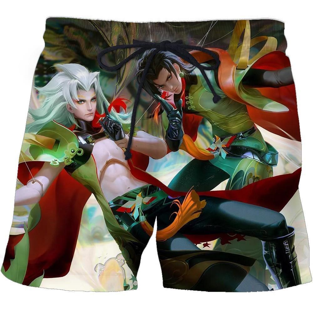 Summer Sports Cartoon 3D Printed Trendy Men's Casual Hawaiian Beach Shorts