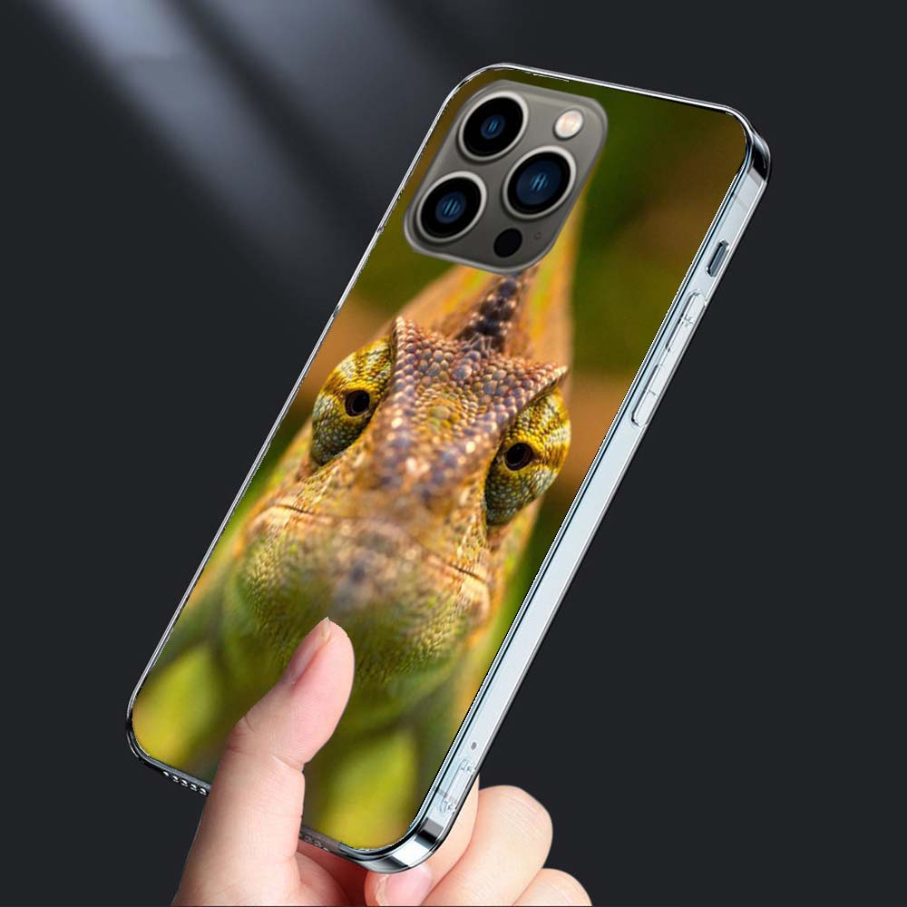 Chameleon Funny Wildlife Phone Case For Iphone 16E 15 Pro 14 Plus 17E 16 17 Pro Max Air 11 12 13 Mini Shockproof Capa Cute Co