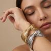Trend Chunky Gold Color Twisted Cuff Bangle Bracelet for Women Hip Hop Irregular Geometric Wide Wristband Statement Jewelry