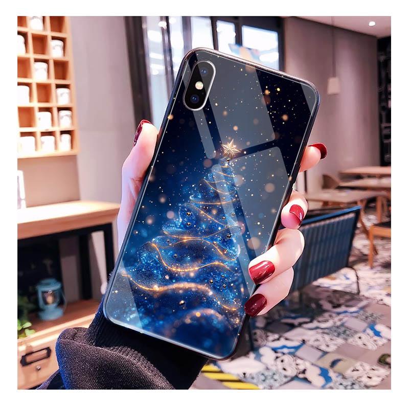 Glass phone case For Samsung S25 S24 S23 S22 Ultra S24 Plus A55 A16 A54 A15 A56 A36 S25 FE Christmas Aesthetic