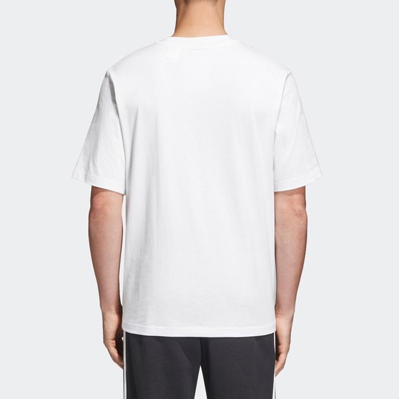 Adidas Originals Trefoil Casual Print Crew Neck T-Shirt Men Tops White CW1212