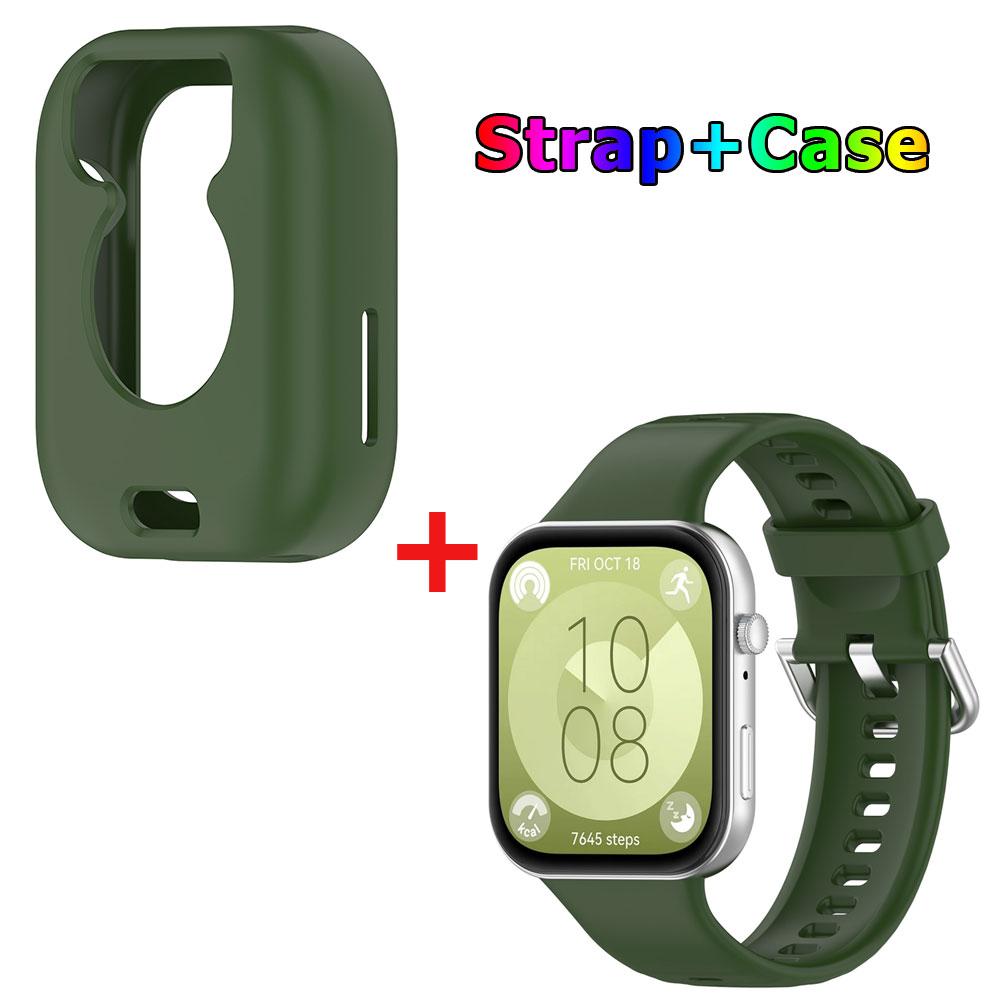 Silicone Watch Strap + Protective Case For Huawei Watch Fit 3 Watchband Bracelet Band Correa Screen Protector Cover Shell