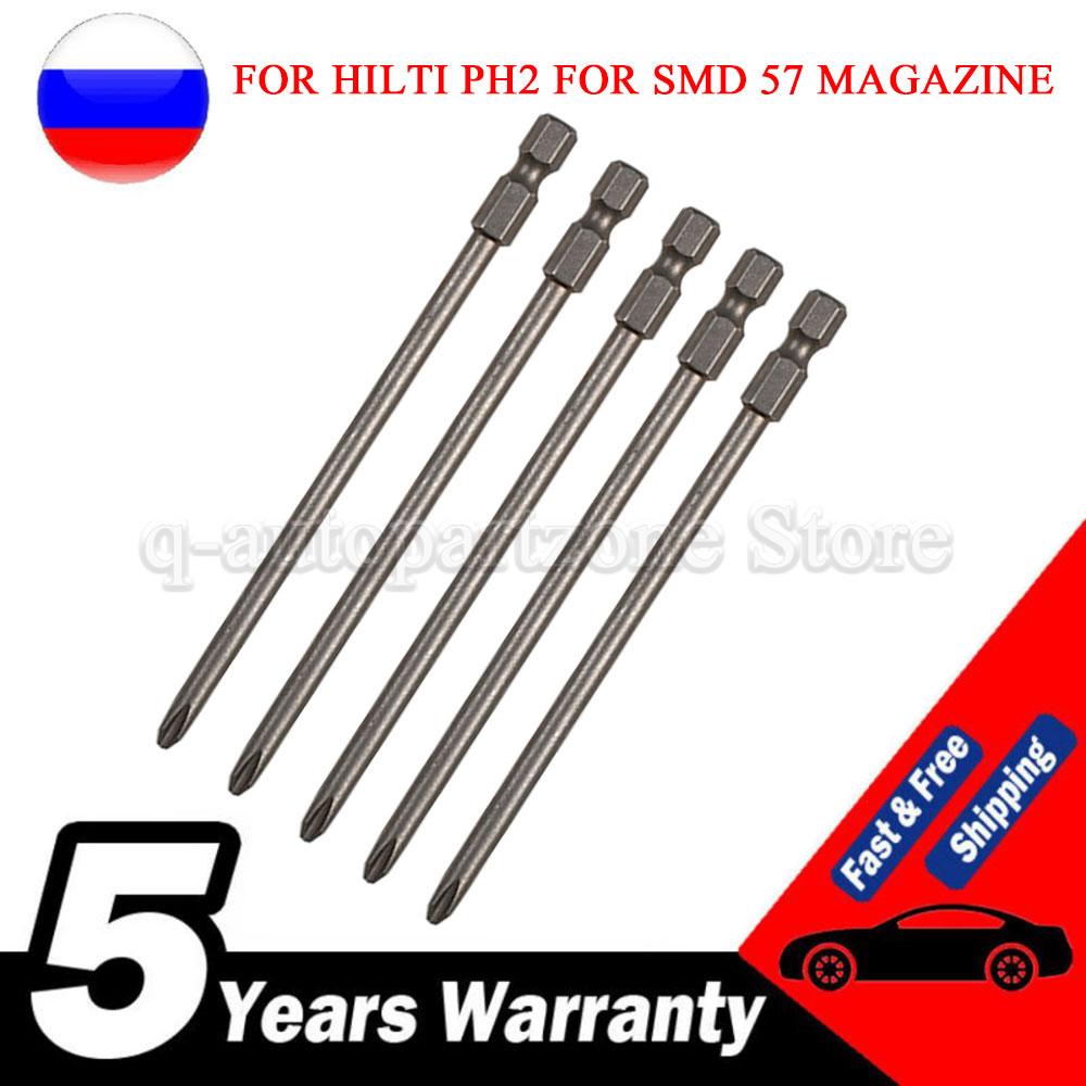 5Pcs FOR HILTI PH2 BIT FOR SMD 57 MAGAZINE Long 116mm Magnetic Cross Head PH2 Electric Screwdriver Bit