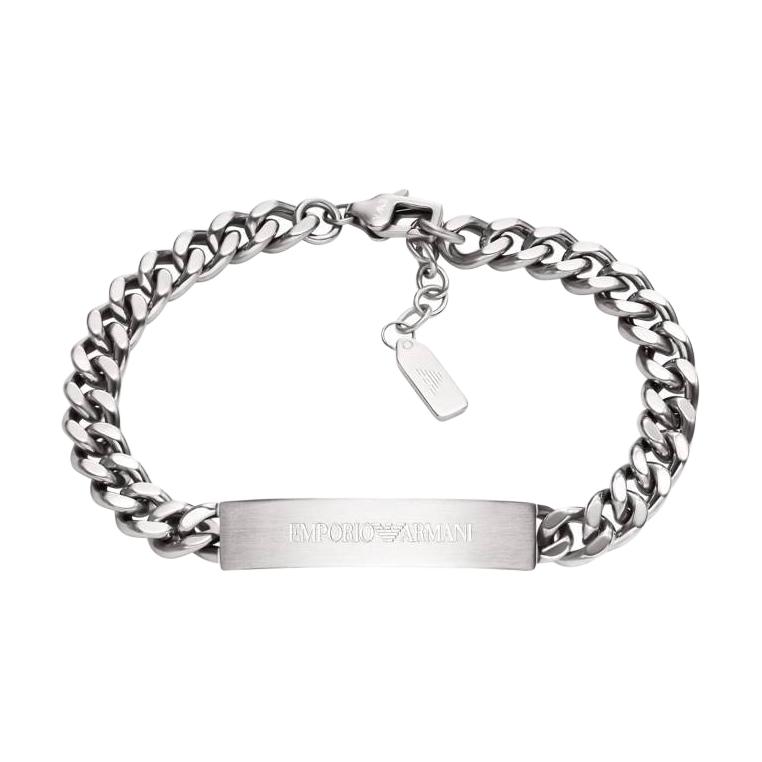 Emporio Armani Lobster Clasp Design Stainless Steel Bracelet Men bracelet Silver EGS3304040 F,Silver