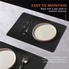 M-Modern-4PCS Heat-Resistant Placemats, Artificial Leather Placemats, Waterproof, Non-Slip, Washable Kitchen Placemats, (Black)