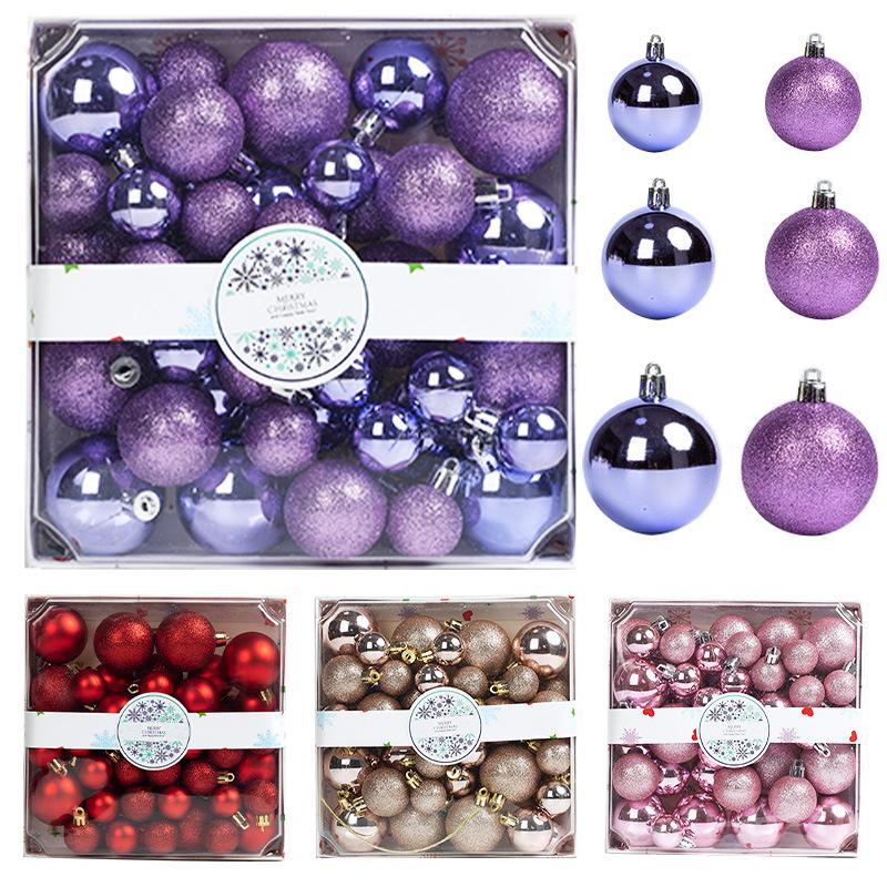 Christmas Tree Ornament Set: 44 Glittery Balls (3/4/5cm) In Colorful Square Box