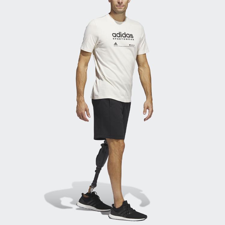 Adidas Lounge Letter Logo Print Round Neck Short Sleeve T-Shirt Men Tops White HR3002