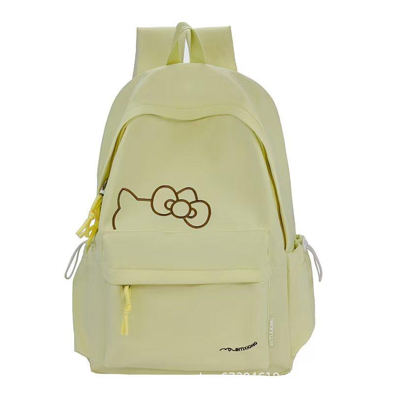 Schoolbag Japanese vintage cute girl backpack college style embroidered bear Korean version solid color large capacity student backpack