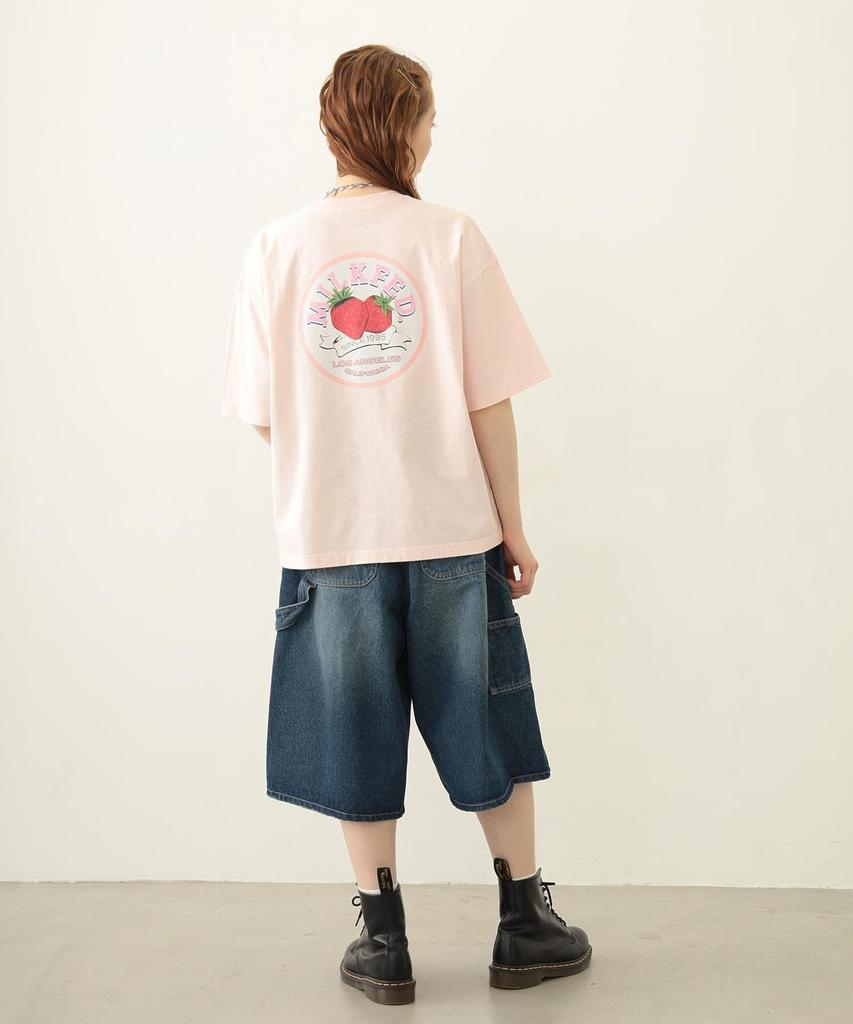 Milkfed Casual Circle Strawberry Logo Short Sleeve Tee in Pink Women's