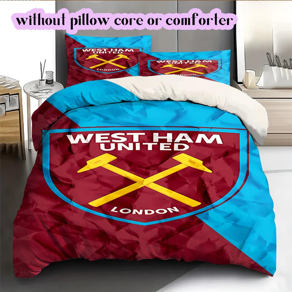 Football Red Blue Pattern Bedding Quilt Set Quilt Cover Pillowcase Home Decoration Birthday Gift (1 * duvet cover + 2 * pillowcase, without core)