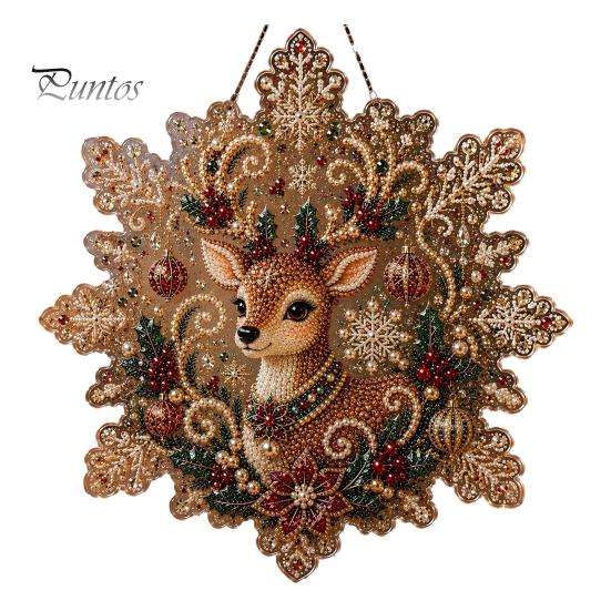 Festive Home Decor Accents Christmas Faux Pearl Art Hanging Ornament Kit, DIY Beads Painting Craft Kits for Adults Suncatcher, Snowflake Shape Acrylic