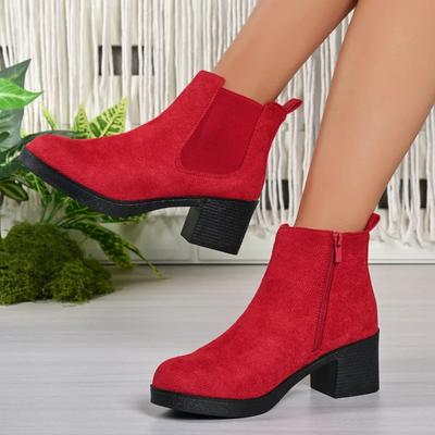 Platform Women's Ankle Boots Autumn Winter Fashion Elegant Faux Elegant Concise Zipper Solid Colors High Heel Women Short Boots