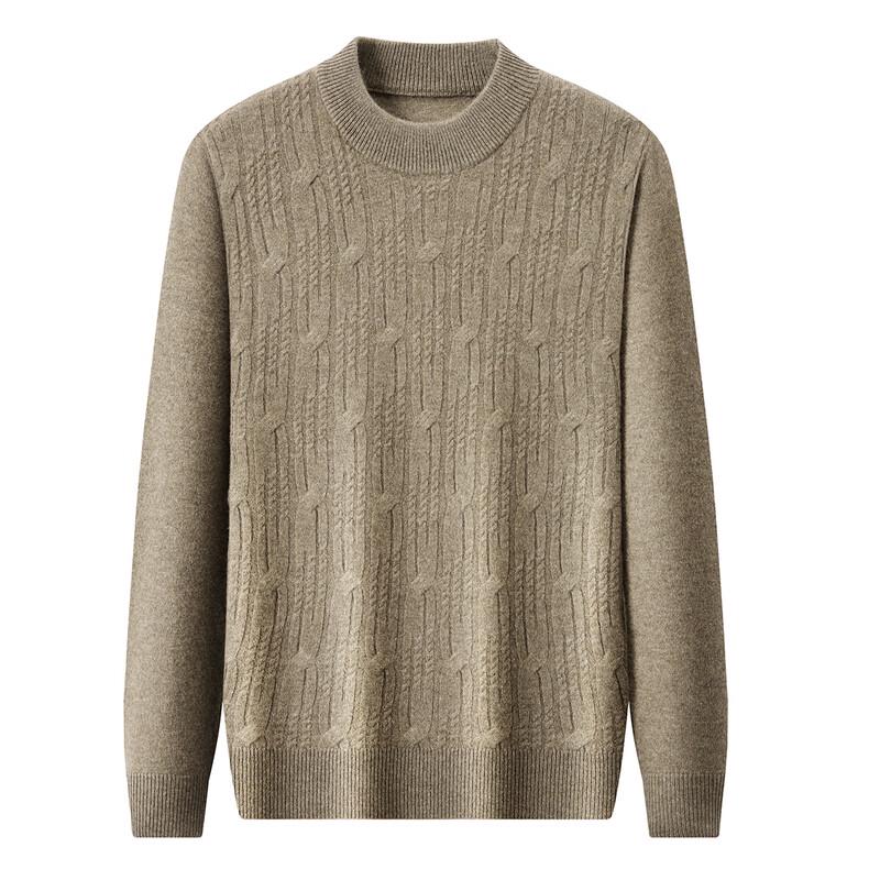 Men's 100% Pure Wool Cable Knit Round Neck Sweater