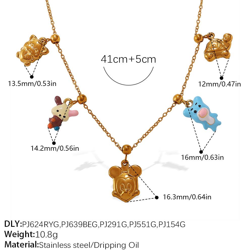 Niche seaside vacation style DIY mushroom pendant necklace stainless steel plated temperament necklace jewelry women