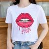 Summer Sexy Lip Print Short Sleeve Tshirt Womens Fashion Graphic Top High Street Slim Fit Modal Fabric