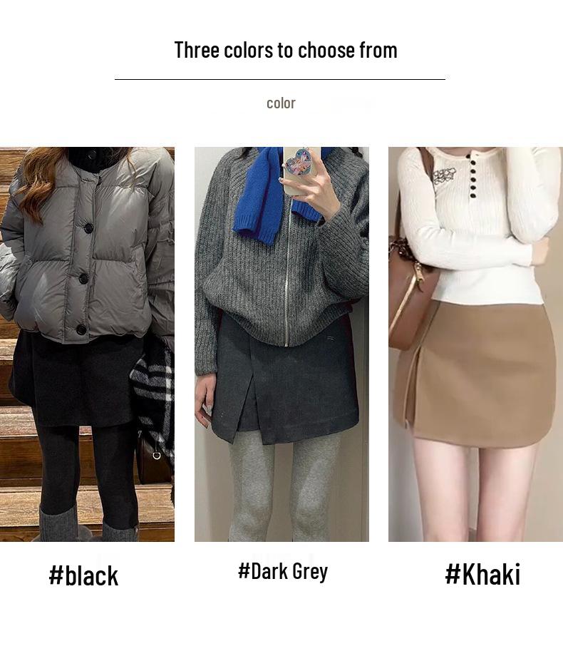 Women's Gray Wool Blend High-Waist Slimming A-line Short Skirt Pants - Winter 2026 Trendy Hip-Hugging Design