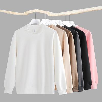 320g Round Neck Hoodie Men's and Women's Autumn and Winter Solid Color Loose Large Size T-shirt Long Sleeve Top