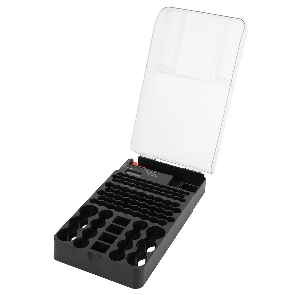 104 Grids Portable Battery Organizer Storage Box Carrying Case Holder With Battery Tester