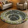 Visual Hole Round Carpet Spring Flower Bird Plant Anti Slip Door Mat Living Room Bedroom Kitchen Decoration Carpet
