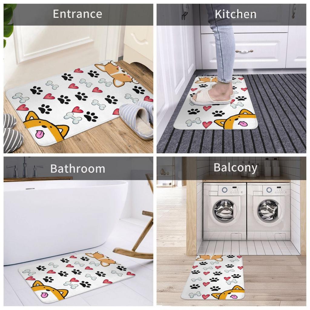 Colorful Dog Paw Print Pattern Doormat Absorbent Mat Carpet Rug Kitchen Entrance Home Floor Mat for Balcony Footpad Mats