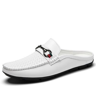 Genuine Leather Mules Men Loafers Slippers Half Shoes For Men Slides Sandals Driving Shoes Semi-Drag Casual Shoes Man Moccasins