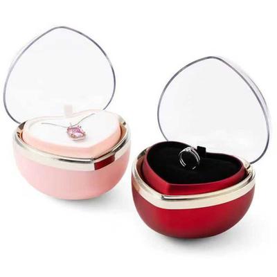 Heart Shape Ring Box Preserved Flower Rose Ring Case Velvet Interior Jewelry