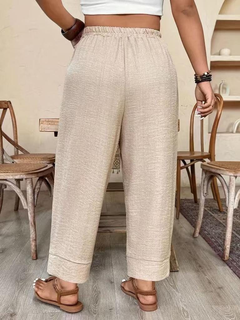 Women's Plus Size Casual Wide Leg Pants Loose Fit for Daily Wear