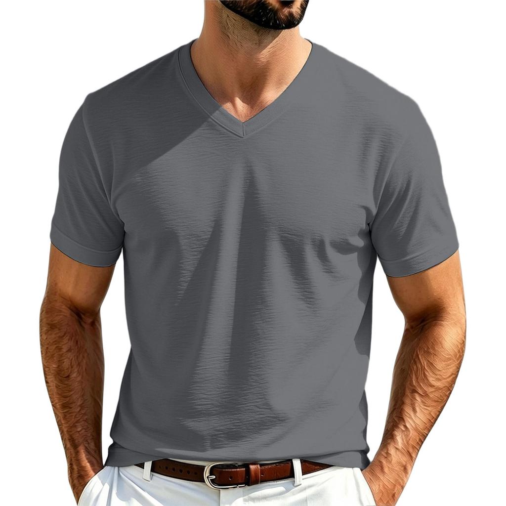 Camiseta de manga corta con cuello en V para hombre para uso casual diario en verano
