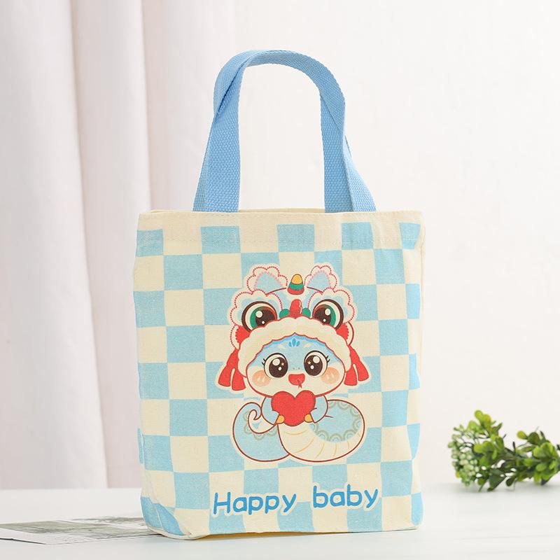 

Souvenir Canvas Bag Cartoon Snake Cute Simple Birthday Sam Full Moon One Year Old Carry Canvas Bag blue full body snake