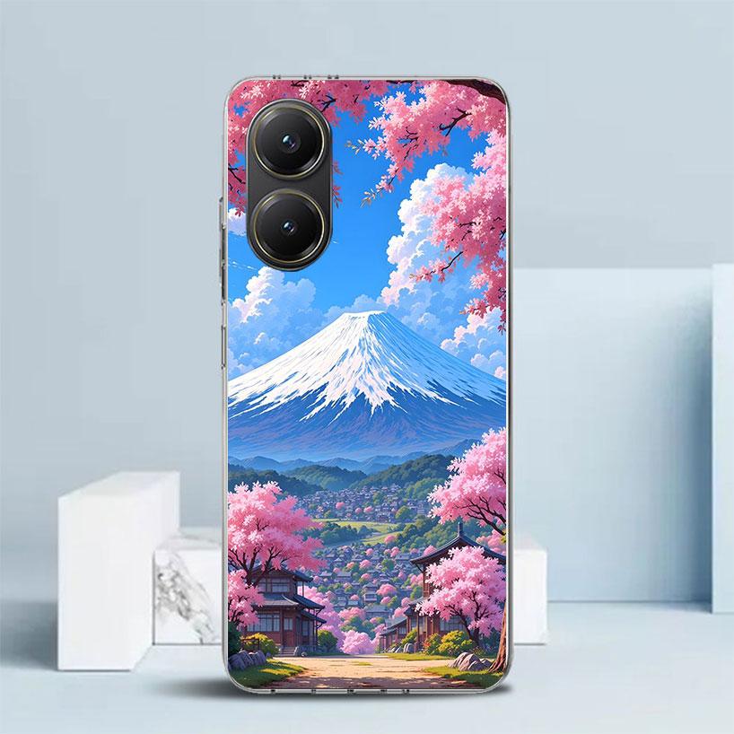 

Japanese Cherry Mount Fuji Soft Cover for Xiaomi Poco F7 Ultra X7 X6 X5 Pro M7 Phone Case Redmi 15 15C 13 13C 12 12C 10 10C Prin Xiaomi Poco F7 Ultra