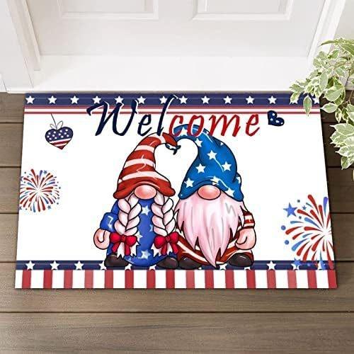 Patriotic 4th of July Independence Day Doormat Welcome Mat Entrance Floor Mat Patriotic Holiday Home Decorations
