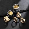 SHIXIN 6Pcs/Set Hip Hop Irregular letter Open Ring for Men 2026 New Trendy Goth Adjustable Chunky Ring Grunge Jewelry Steampunk