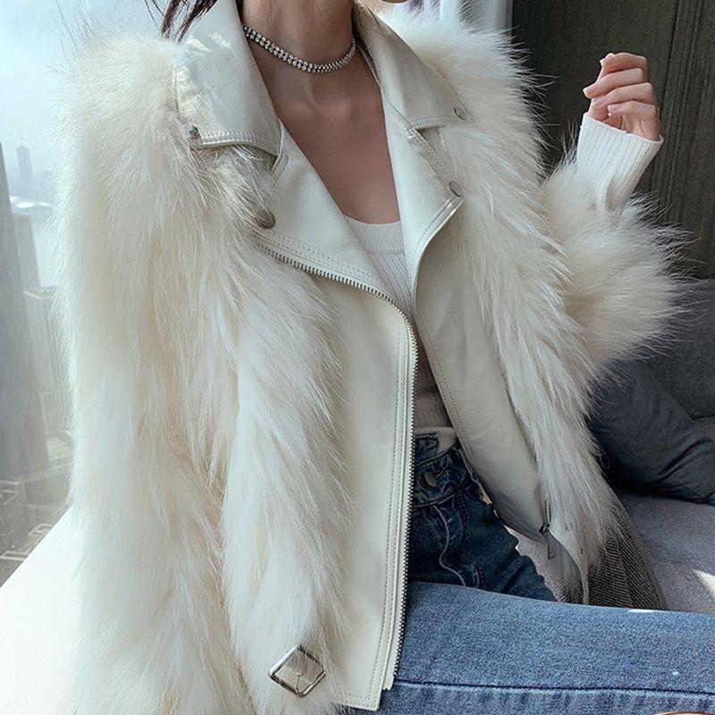 

Imitation fox fur jacket women s short new autumn and winter imitation raccoon fur locomotive clothing light fashion M normal body 110-120 чёрный