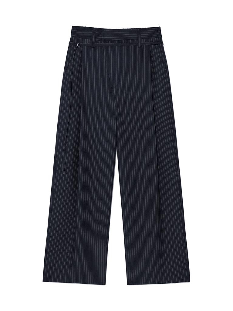 Mattengkim Tuck Point Stripe Trouser In Dark Navy