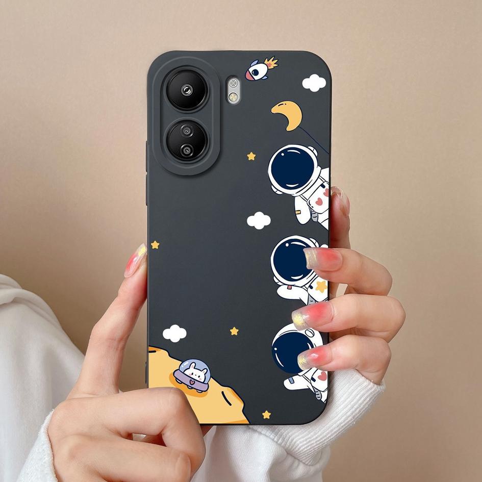 Για Xiaomi Redmi K70 Pro K70E 13C Note 13 Pro+ K60 Ultra 13R Πίσω κάλυμμα Luxury Matte Liquid Silicone Protective Astronaut Bumpers