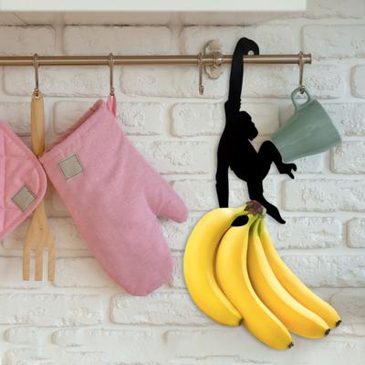 Decorative Black Color Practical Rustproof Animal Monkey Shaped Banana Hanging Hook Banana Storage Holder