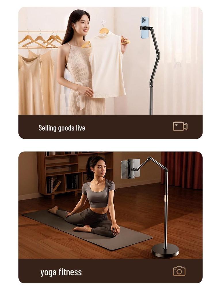 2026 Universal Rotating Cantilever Mobile Phone & Tablet Floor Stand with Adjustable Height for Live Broadcasts