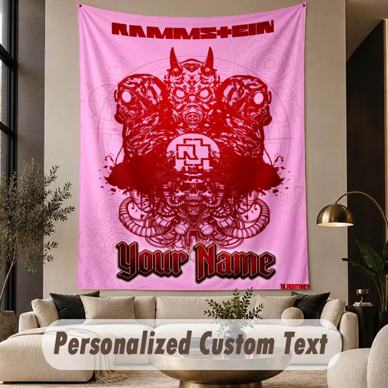 Benutzerdefinierter Text Gedruckte Wandteppich Rammstein Muster Großes Wandbehang Innenraum Dekoration