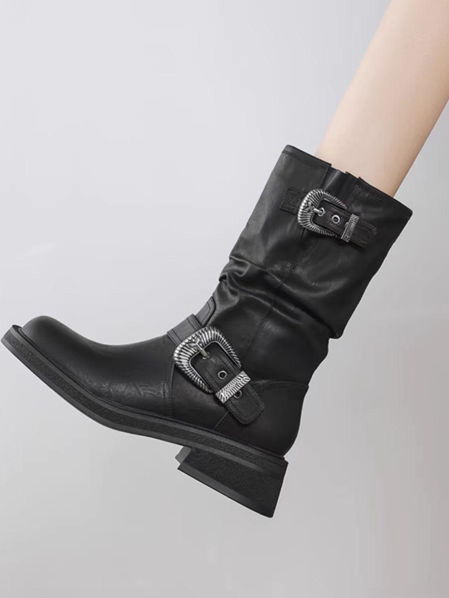 

Женские модные сапоги, плиссированные сапоги до середины голени, на платформе и каблуках, осенние женские сапоги из коровьей замши с квадратным носком и толстым каблуком 40