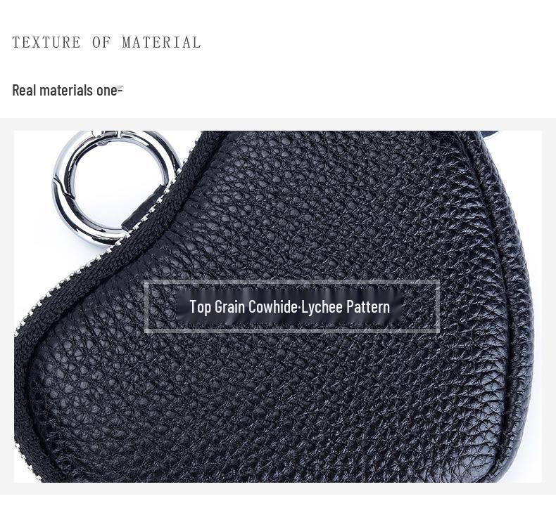 Mini Genuine Leather Coin Purse for Ladies - Top Layer Cowhide Storage Pouch with Zipper and Pendant