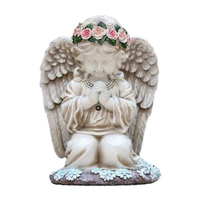 Figurka Anioła Modlącego LED Lampa Solarna do Dekoracji Ogrodu i Podwórka Wodoodporna Statua Ornament Nagrobny Cmentarny