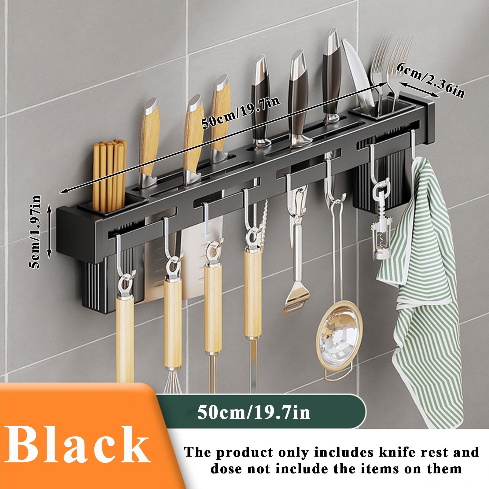 

Держатель ножей из нержавеющей стали, многофункциональный держатель кухонных ножей, настенный держатель ножей с крючком, крепление без отверстия