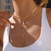 Fashion Zircon Bar Link Titanium Steel Necklace Minimalist Niche Non Fading Clavicle Chain Stainless Steel Jewelry For Women