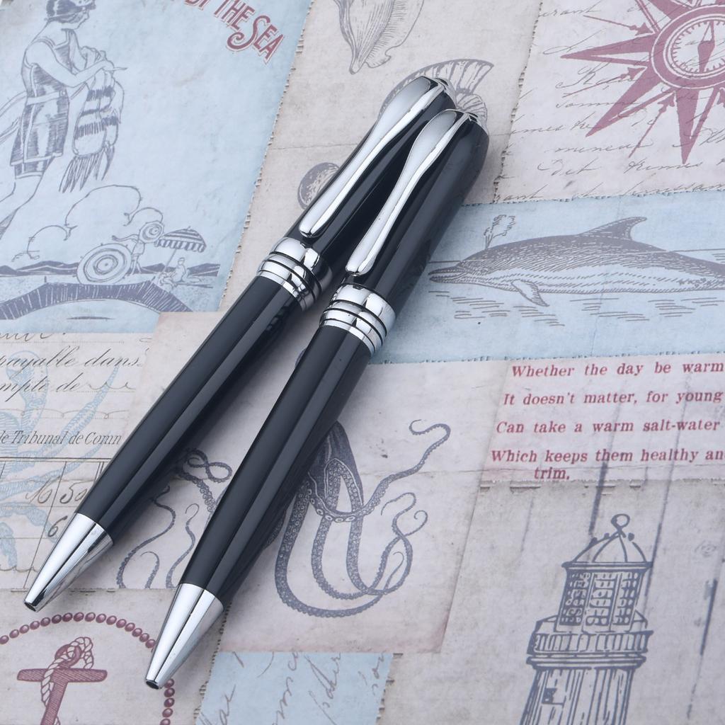 Personalized Luxury Signature Gel Pen Black Metal Roller Ballpoint Pen