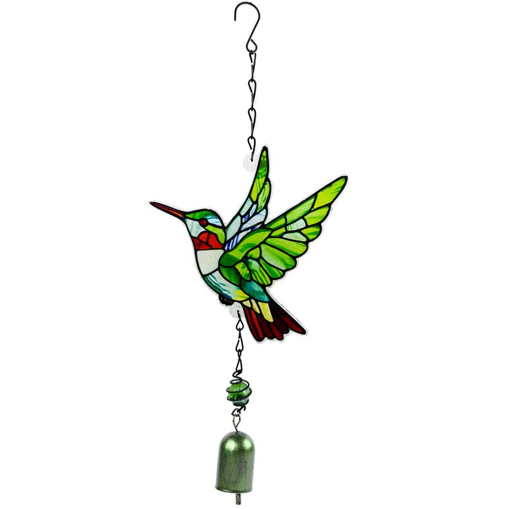 Glass Hummingbird Wind Chime Diamond Glass Crafts Hanging for Home Garden Courtyard Balcony Decoration Housewarming Gift