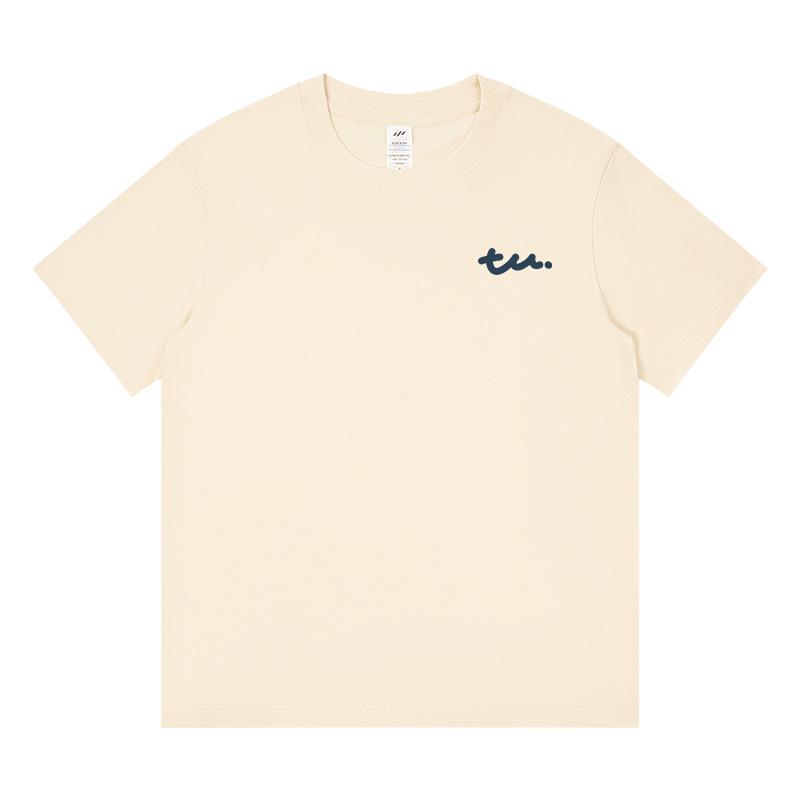 Japanese Minimalist Women's TU Print Cotton T-Shirt - Loose Short Sleeve, Round Neck, Trendy and Versatile Summer Top
