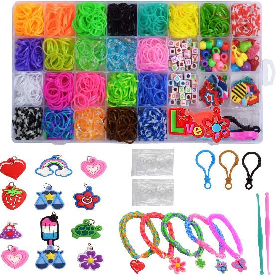 YUSLROB Rubber Band Refill Kit, Rubber Band Bracelet Set (2000+) - Kids Loom Bracelet Making Kits, Bracelet Making Kits (2000+Rubber Band Bracelet