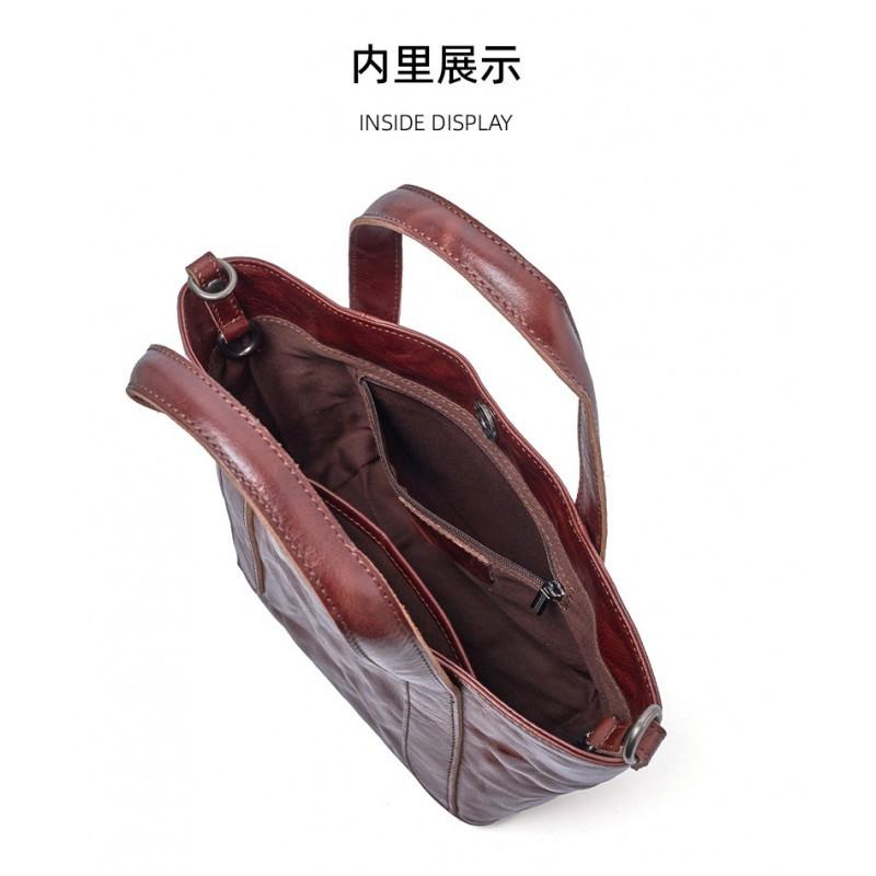 First Layer Of Tree Paste Tanned Cowhide Women's Bag Retro All-matching Portable Tote Cross-border New Leather Cross-shoulder