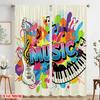 Set Of 2 Flat Printing Curtains Vibrant Music Festival Graphic Polyester Without Electricity Party Decorations Perfect Curtain