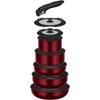 Thermos Durable Series Detachable Fry Pan 8-Piece Set DA, Deep Red (IH & Gas Compatible)
